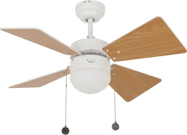 BEACON Deckenventilator Breezer mit Beleuchtung und Zugketten, Weiß und Buche, Durchmesser: 81 cm - Bild 1