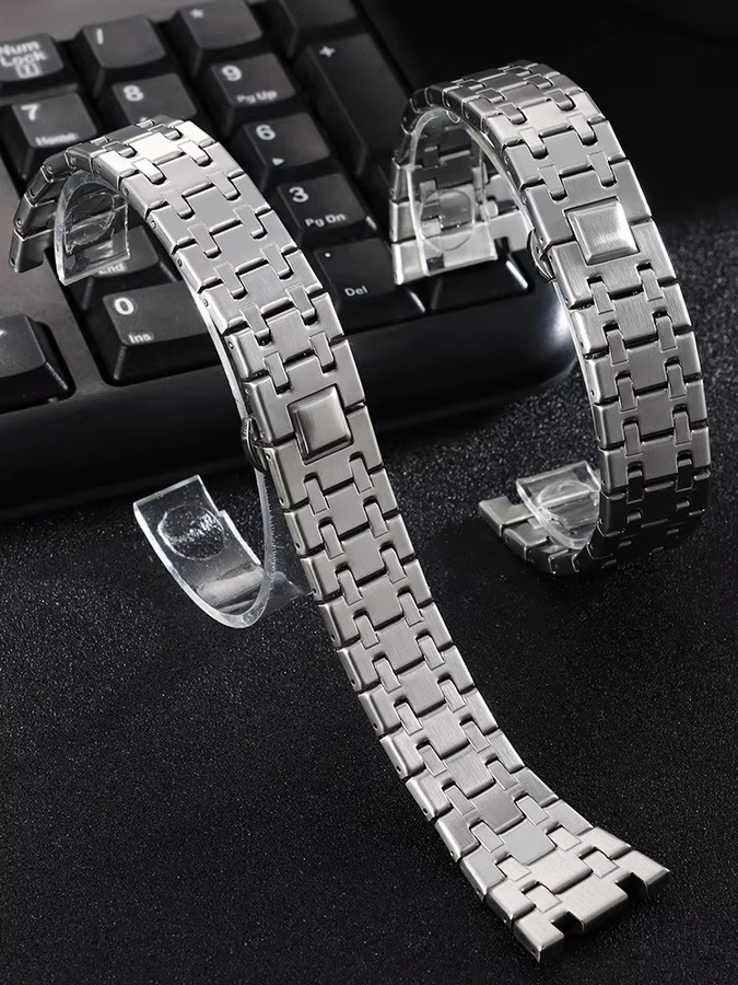 Uhrenarmband Edelstahl, Faltschließe, 26mm, Silber, Unisex - Bild 3