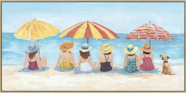 Art Universe Leinwandbild Damen am Strand, modern, Mehrfarbig, Breite: 120 cm, Höhe: 60 cm - Bild 1