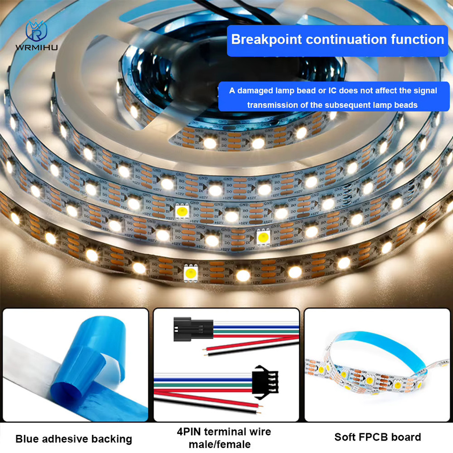 WRMIHU RGB LED Band individuell adressierbar, SMD5050 Pixel Streifen, Multicolor, schneidbar - Bild 5