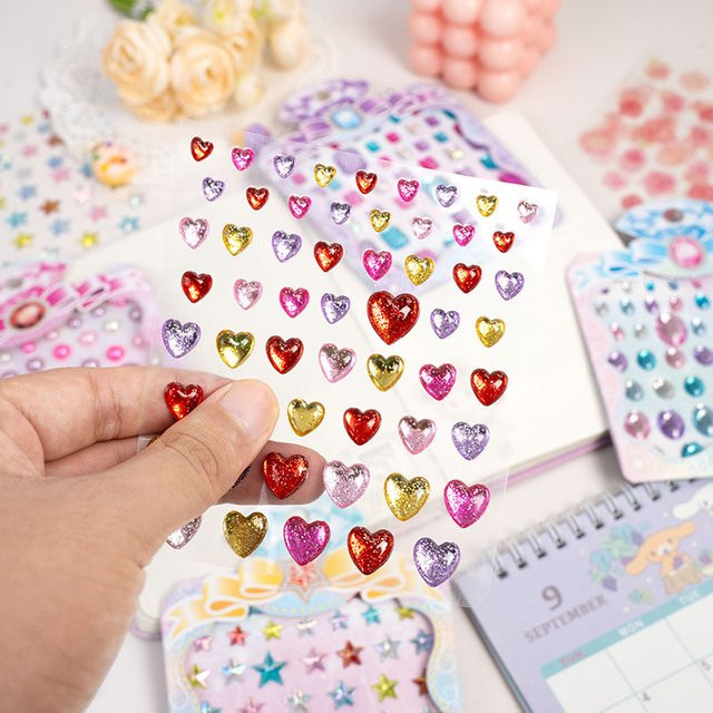 Edelstein Aufkleber mit Herz und Sternen in Multicolour für DIY Nageldesign, Scrapbooking und Journaling - Bild 1