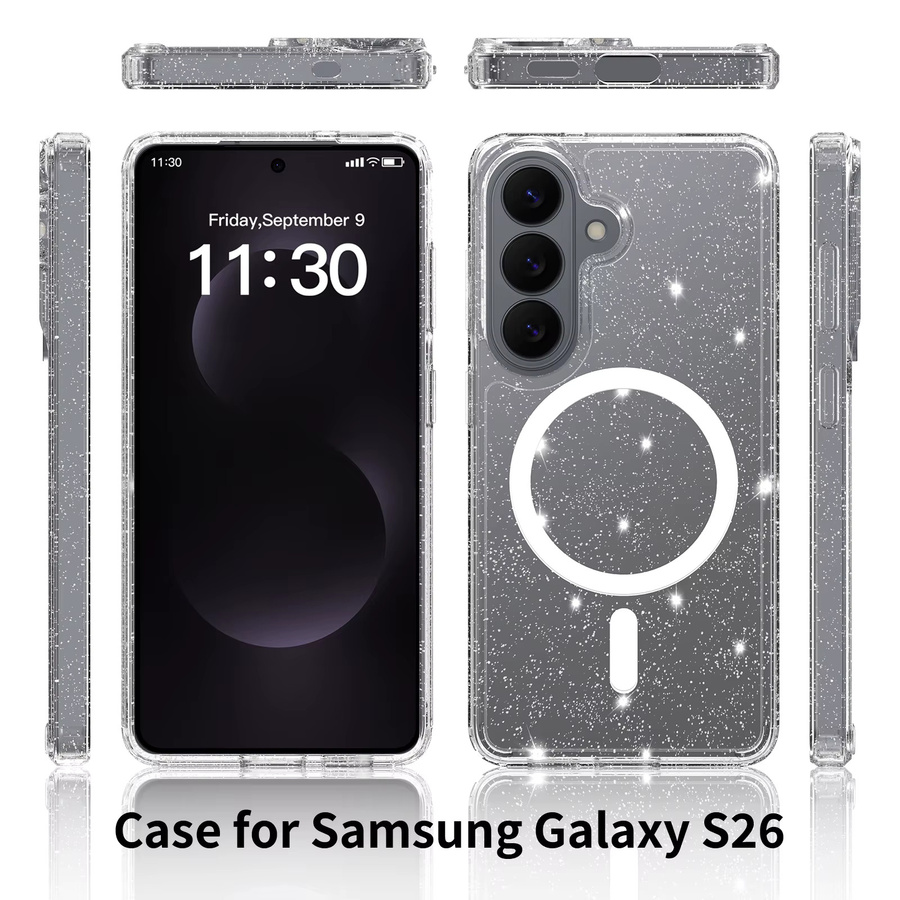 Glitzernde und transparente MagSafe Handyhülle für Samsung Galaxy S26 Ultra S25 Plus S24 S23 5G, vergilbungsfreie und schlanke Schutzhülle - Bild 2