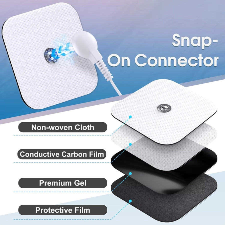 monclique EMS Muskelstimulator Ersatz Massage Pads Selbstklebende Elektroden für Akupunktur und Physiotherapie, Weiß, 50/10 Stück - Bild 2