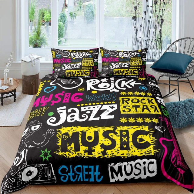 Bettwäsche Set Gitarre Punk Rock Musik mit Bettbezug und Kissenbezug, Mehrfarbig, B/H: 135 x 200 cm - Bild 1