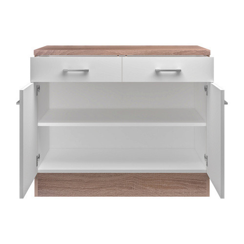 Flex-Well Küchen-Unterschrank Samoa in Weiß und Sonoma Eiche, B/H/T: 100 x 85 x 60 cm - Bild 2