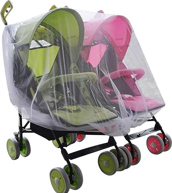 Japan Select–HINOKATA Insektenschutz und Sonnenschutz Netz für Zwillinger Kinderwagen, weiß, faltbar - Bild 1