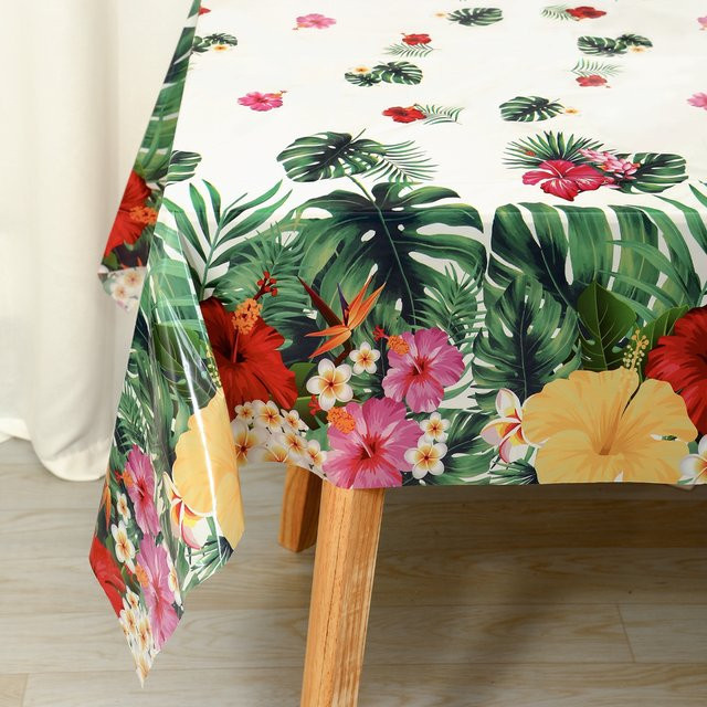 Einweg Tischdecke Hawaii Luau mit tropischem Palmblätter-Design aus PVC, rechteckig - Bild 1