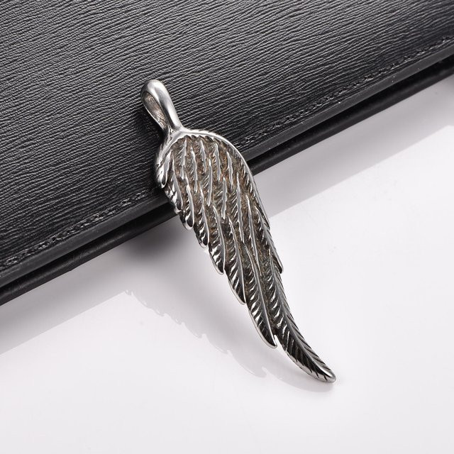 YULIN Anhänger Halskette, Edelstahl, Engel Flügel, Silber, Unisex - Bild 1