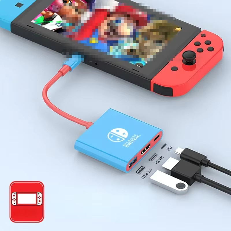 Ninth World 3 in 1 USB-C zu HDMI Hub Docking Station in Blau mit 4K UHD Video Konverter für Gaming Konsolen und Computer - Bild 1