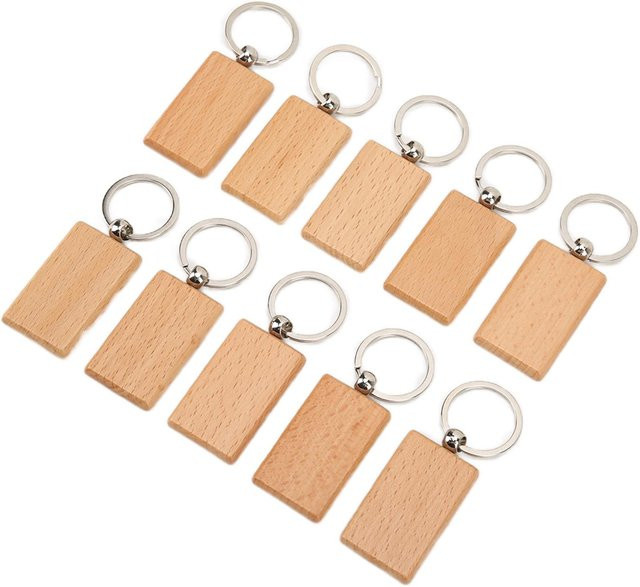 Wosawe Schlüsselanhänger Holz, Blanko, Unbehandelt, Unisex - Bild 1