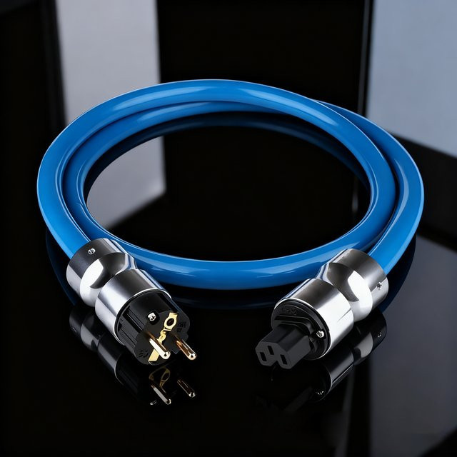 Preffair OCC Versilbertes Stromkabel mit EMV-Abschirmung, US-Stecker, HIFI EU-Version, Schuko-Netzkabel in Blau und Silber - Bild 1