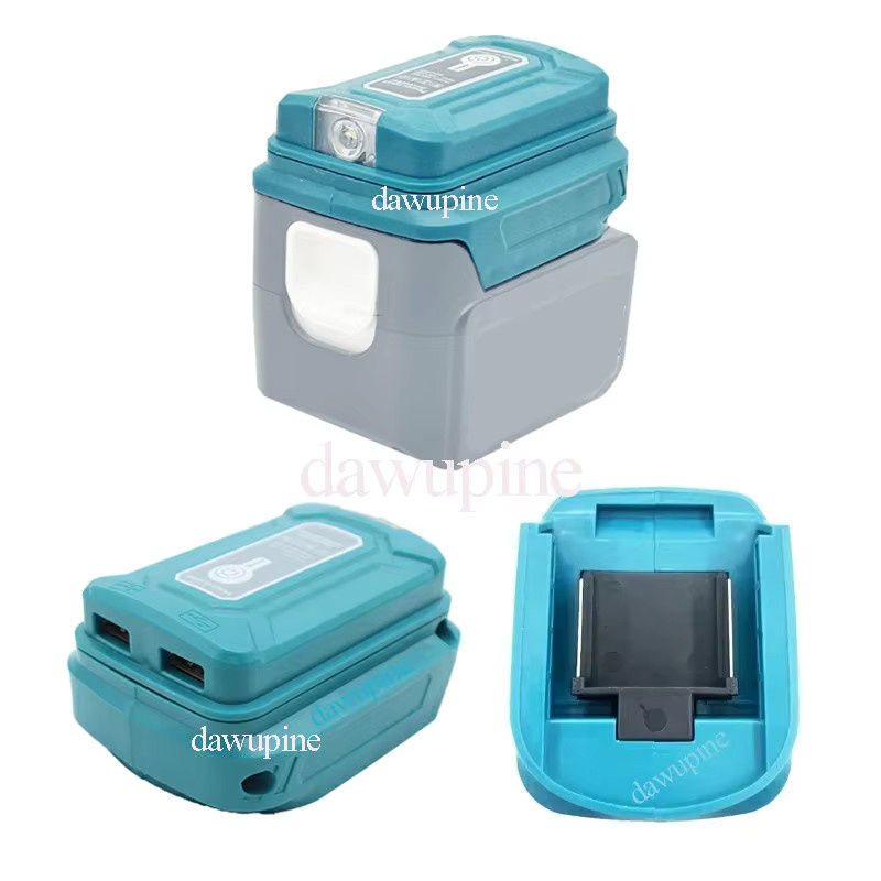 dawupine LED Taschenlampe Adapter für Makita 18V Li-Ion Akku mit USB Power Bank Funktion in Blau - Bild 2