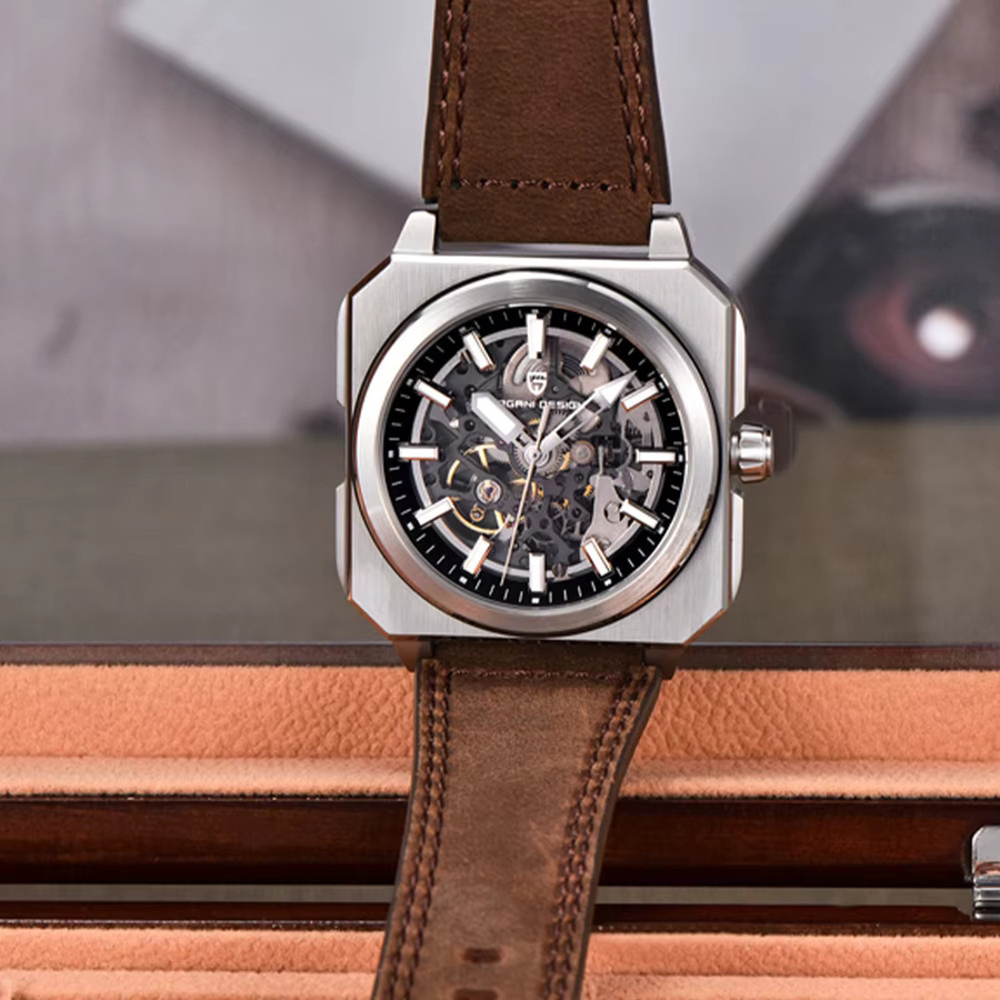 Pagani Design Armbanduhr Automatik, Edelstahl, Saphirglas, Herren, Schwarz - Bild 3