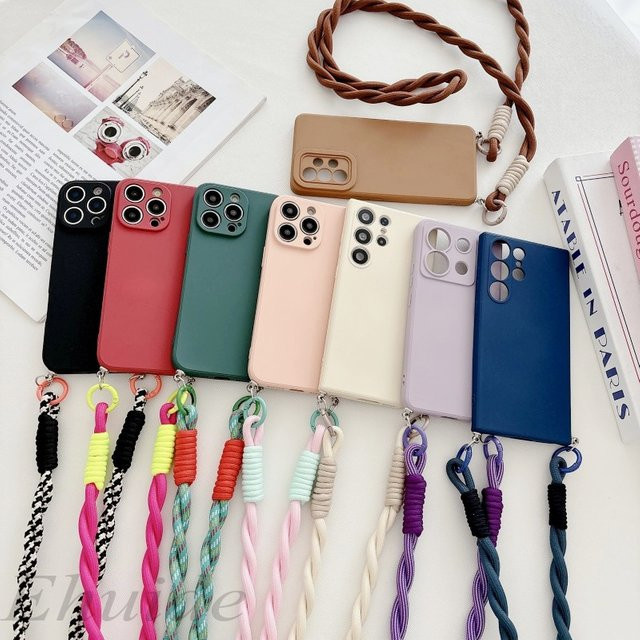 Stoßfeste Crossbody-Schutzhülle aus weichem Silikon mit Umhängeband für Samsung Galaxy S26 S25 Edge S24 Ultra S23 S22 S21 FE A56 A16 A55 in Pink - Bild 1