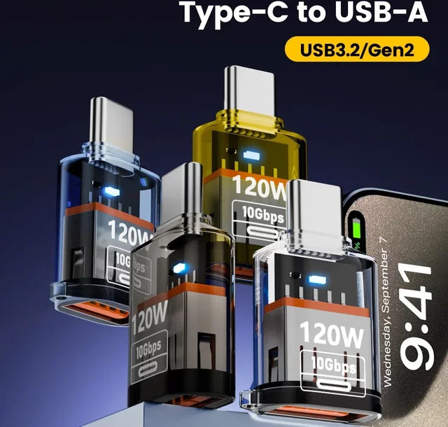 BSN USB-C Adapter mit 120W Schnellladung und USB 3.2 OTG für Hochgeschwindigkeits-Daten- und Audioübertragung in Schwarz - Bild 1