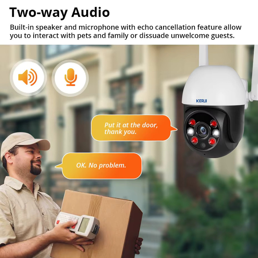KERUI PTZ WLAN-Kamera für Außen und Innen, 8MP 4K HD IP-Überwachungskamera mit Tuya-Unterstützung, wasserdicht, Weiß - Bild 6