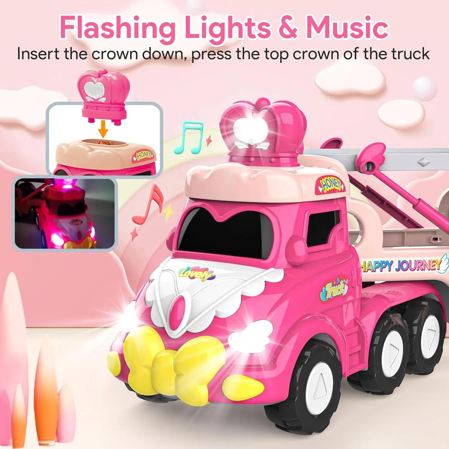 Fashnics Transportwagen-Spielzeugset mit Licht und Sound rosa 0-3 Jahre - Bild 2