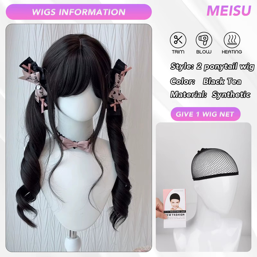 MEISU Perücke, 2 Pferdeschwanz-Lolita-Pony, synthetische Faser, Damen - Bild 2