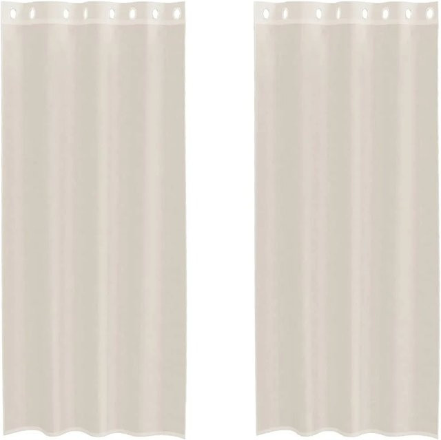 vidaXL Voile Vorhänge mit Ösen, 2er-Set, Beige, B: 140 cm, H: 245 cm - Bild 1