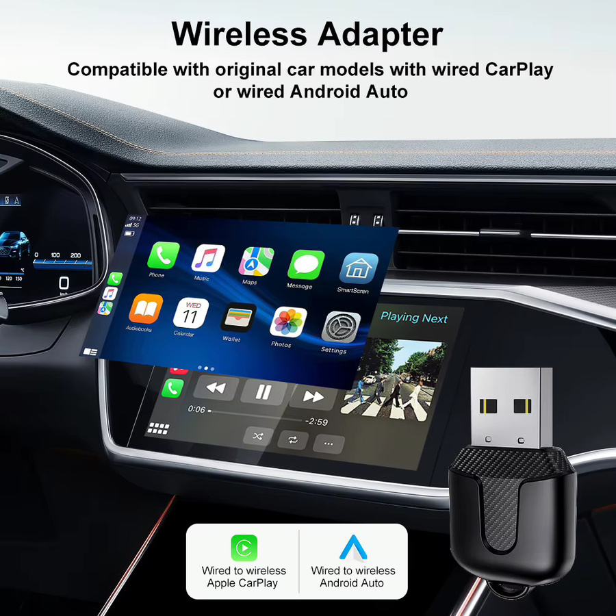 FLIXIVI CarPlay und Android Auto Adapter, kabelloser 5 GHz WiFi 5.0 Typ-C Plug-and-Play Adapter in Schwarz für kabelgebundene Systeme - Bild 5