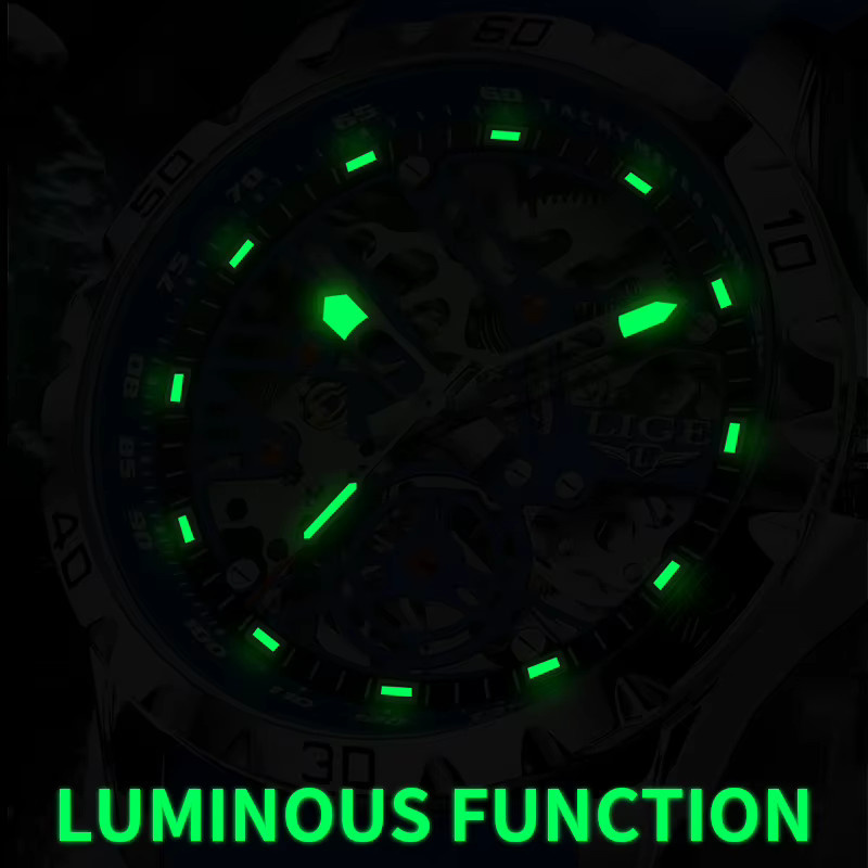 Lige Armbanduhr Automatik, Silikon, Blau, Herren - Bild 4