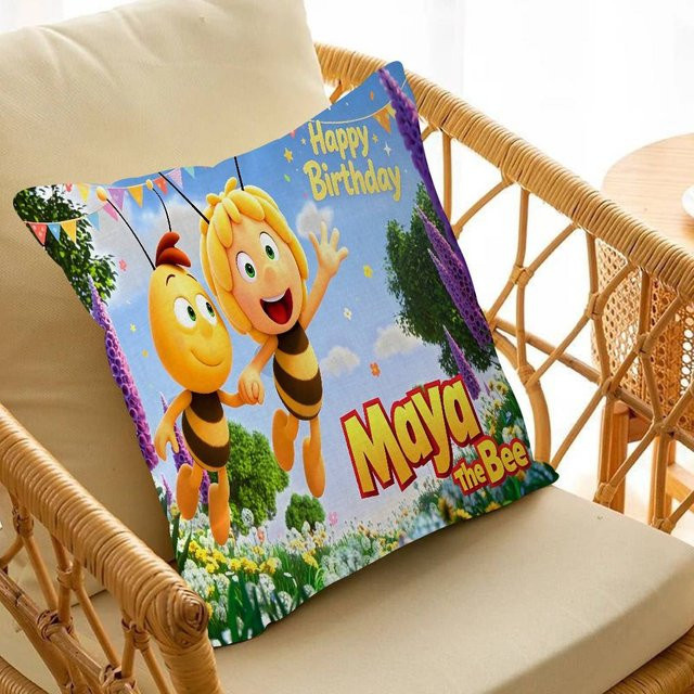 Anime Kissenbezug Maya Biene in Mehrfarbig, quadratisches Kopfkissen für Sofa und Bett, B/B: 45 x 45 cm - Bild 1