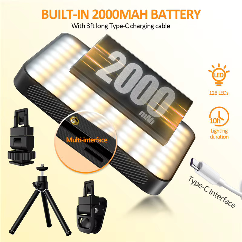 SZKOSTON Magnetisches RGB-LED-Fill-Light mit 2000mAh Akku in Schwarz für iPhone, DSLR und Laptop zur Fotografie und zum Live-Streaming - Bild 4
