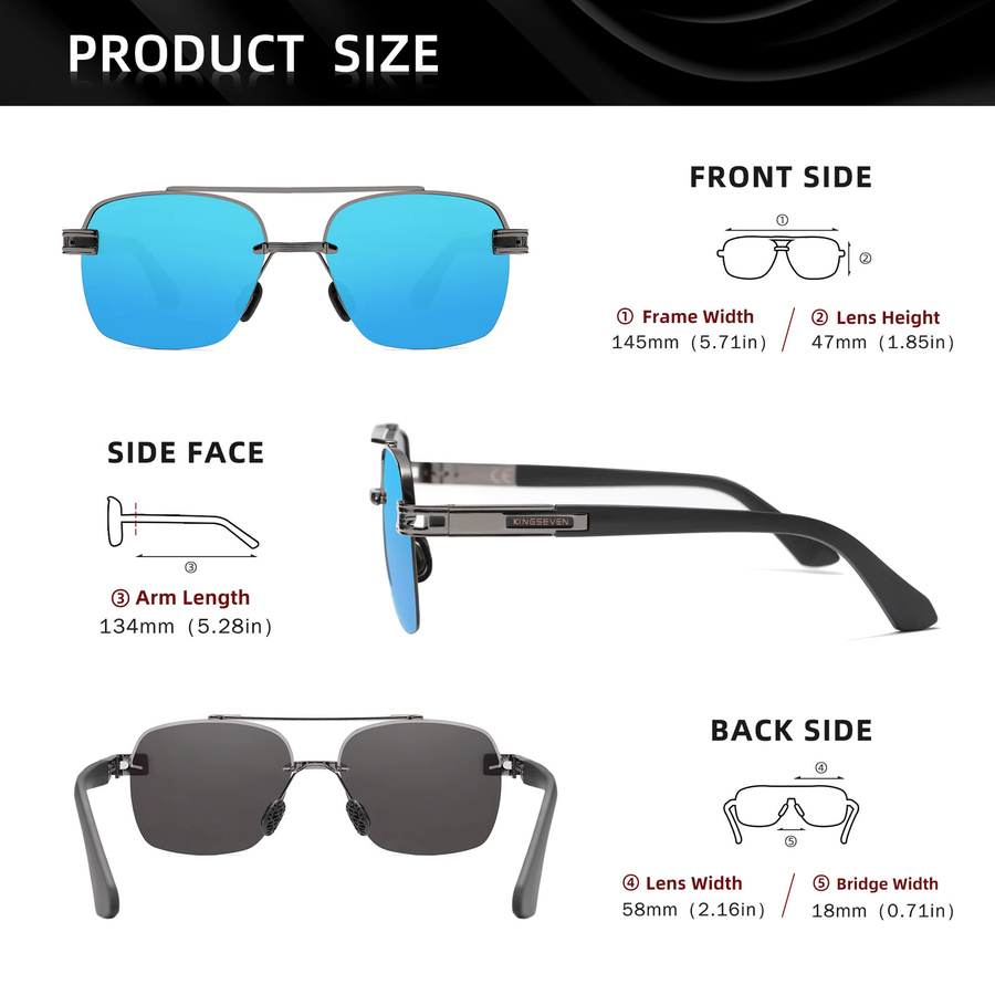 KINGSEVEN Sonnenbrille, Halbrand, Metall, blau, Unisex - Bild 3