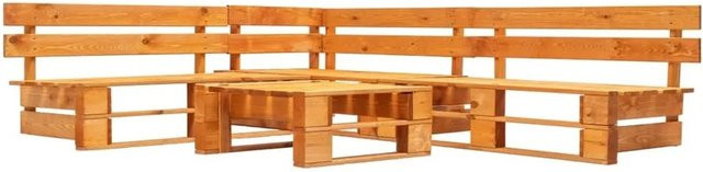 vidaXL 4-tlg. Garten-Lounge-Set aus Kiefernholz in Braun mit Polstern und Ottomanen - Bild 1