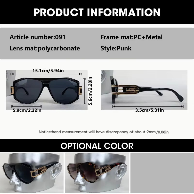 OCYCO Sonnenbrille, Polygon, Metall, Vollrand, Unisex, Schwarz - Bild 2