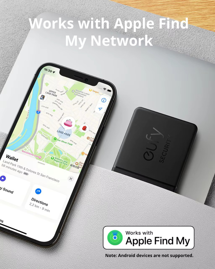 eufy Security SmartTrack Karte Black Apple Find My Wallet Tracker Wasserbeständig - Bild 4