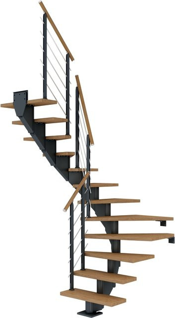 Dolle Mittelholmtreppe Hamburg als Wendeltreppe aus Holz in Eiche Anthrazit, GH bis 258 cm, Breite: 75 cm - Bild 1