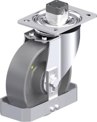 Blickle L-PO 160K-CS11-ELS-FS Stahlblech-Lenkrolle in Grau und Blau mit Kunststoffrad, Durchmesser: 160 mm, Tragfähigkeit: 400 kg - Bild 1