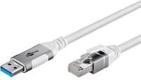 goobay LAN-Adapter USB-A 3.2 Gen1 auf RJ-45 Ethernet-Kabel, Weiß - Bild 1