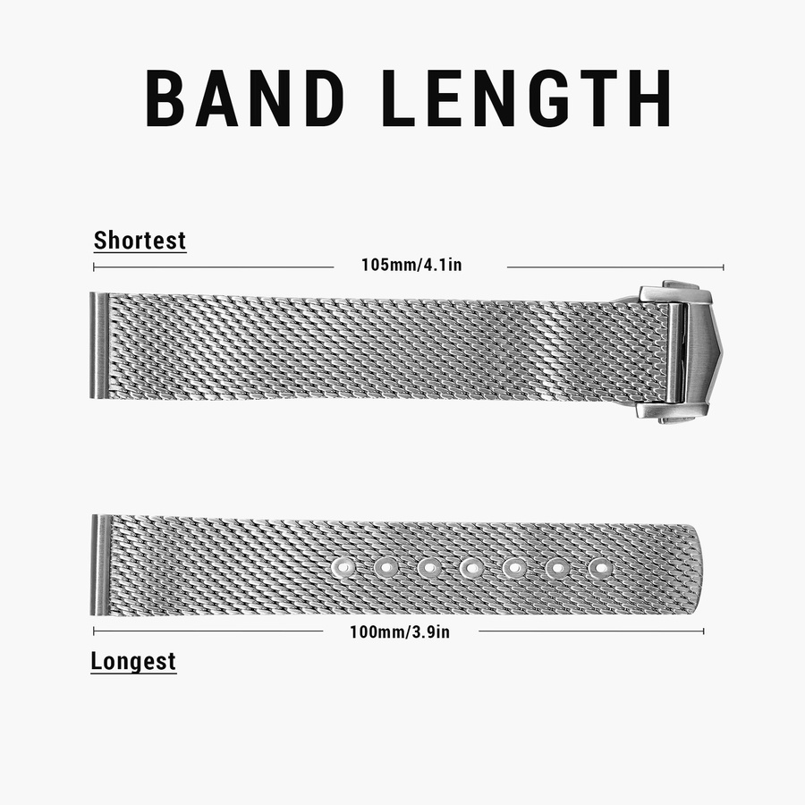 watchdives Uhrenarmband Mesh, Edelstahl, Silber, 20 mm, Unisex - Bild 6