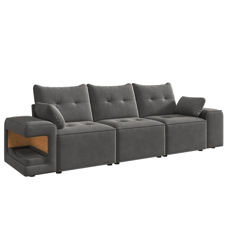 Merax 3-Sitzer Sofa Cloud Design in Grau mit Stoffbezug und Schaumstoffpolsterung sowie passenden Dekokissen - Bild 2