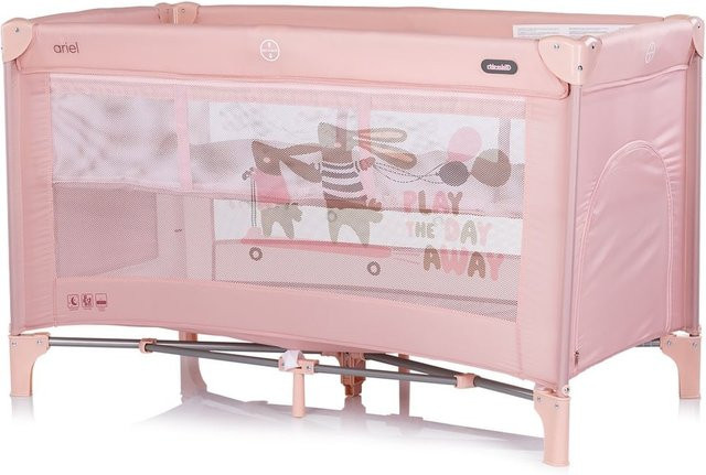 Chipolino Reisebett Ariel mit 2 Ebenen, Seiteneingang und Seitentasche, Weiß Rosa - Bild 1