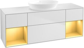 V&B Waschtischunterschrank Finion in Weiß lackiert mit goldenem Regal, Breite: 160 cm, Tiefe: 50,1 cm, Höhe: 50,1 cm - Bild 1