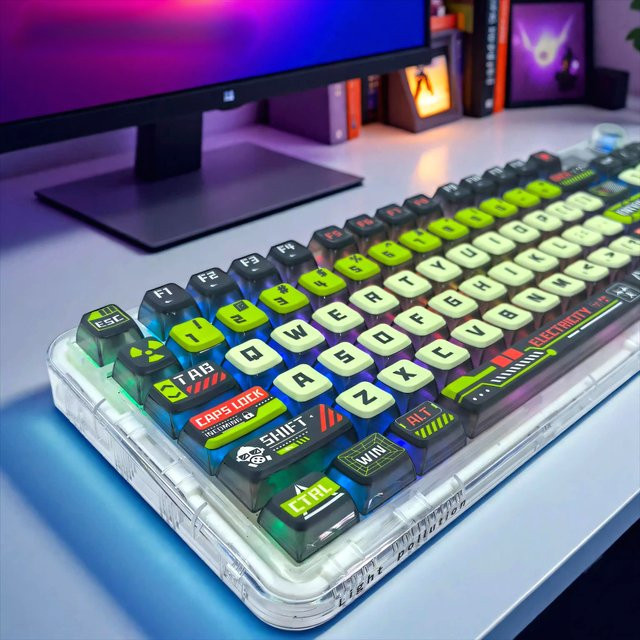 Apocalypse Pudding Keycaps Set aus PBT, vierseitig transparent, Multicolour, 125 Tasten für mechanische Tastaturen (61, 68, 75, 84, 89, 96, 98, 100 Layouts) - Bild 1