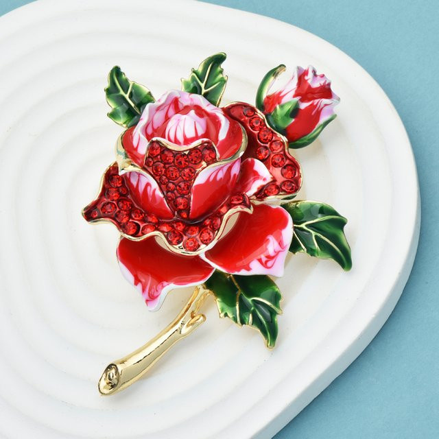 Wuli&baby Brosche, Rosenblüten, Kristall, Gold, Unisex - Bild 1