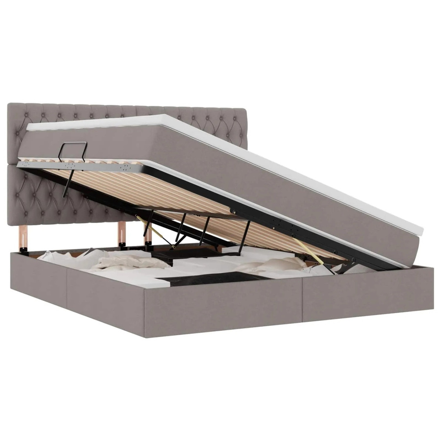 vidaXL Bett mit Stauraum und LED in Taupe, B/T: 160 x 200 cm - Bild 2