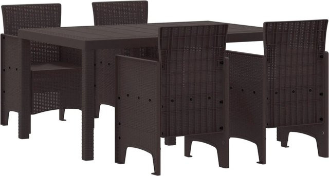 vidaXL 5-teiliges Garten-Essset aus braunem Poly-Rattan - Bild 1