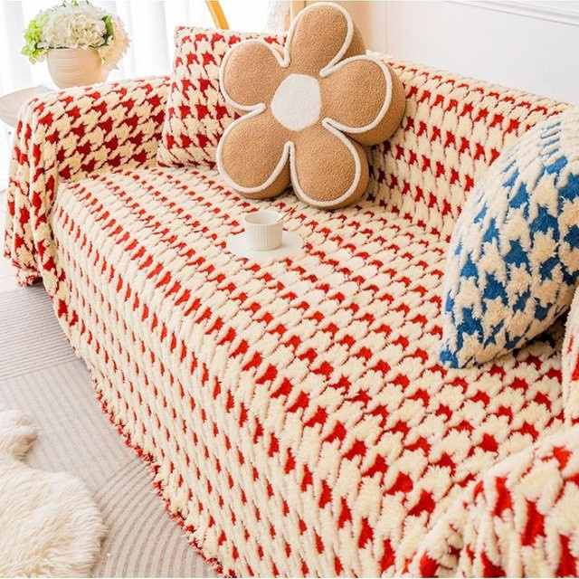 Super Six Sofabezug aus Lamm-Samt im Hahnentritt-Design, B/H: 180 x 130 cm - Bild 1
