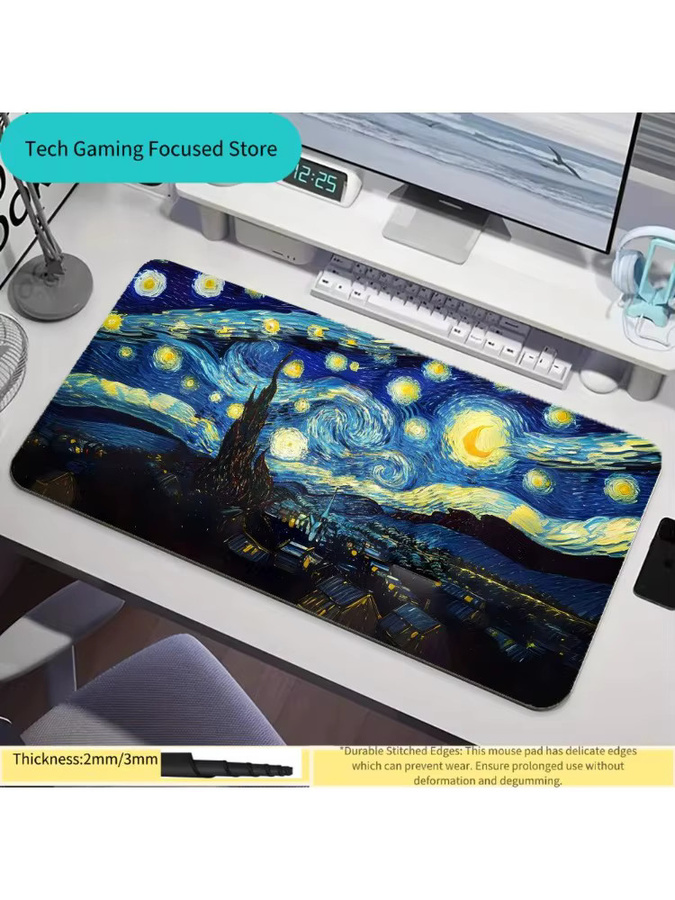 Potdemiel Gaming-Mauspad Sternennacht von Van Gogh XXL Schreibtischmatte Multicolor - Bild 5