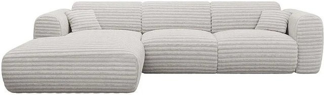Maison Céphy Ecksofa in Lichtgrau mit Breitcord-Samt und L-Form, Breite: 280 cm - Bild 1