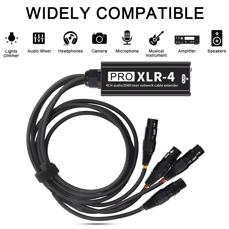 TITAK RJ45 auf 4-Kanal XLR/DMX Audio STP Ethernet Extender Transceiver in Schwarz für Live-Bühnen und Audioaufnahmestudios - Bild 3