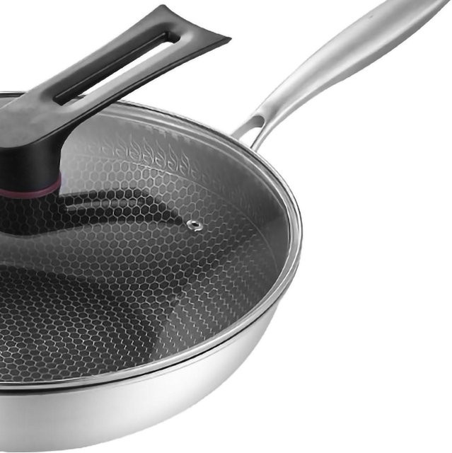 Aimo Edelstahl Wokpfanne mit doppelseitiger Wabenstruktur und Antihaftbeschichtung, Silber, Durchmesser: 34 cm - Bild 1