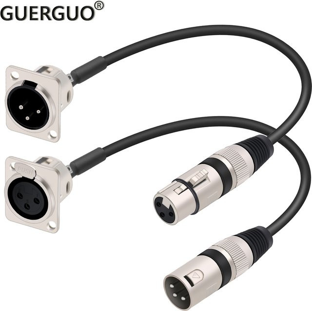 GuerGuo XLR-Mikrofonkabel, 3-polig, D-Typ XLR-Buchse auf XLR-Stecker, schwarz, abgeschirmtes OFC-Kupferkabel - Bild 1