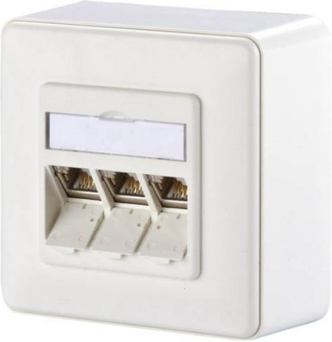 Metz Connect Netzwerkdose Aufputz CAT 6a mit 3 Ports Ethernet/LAN in Reinweiß - Bild 1