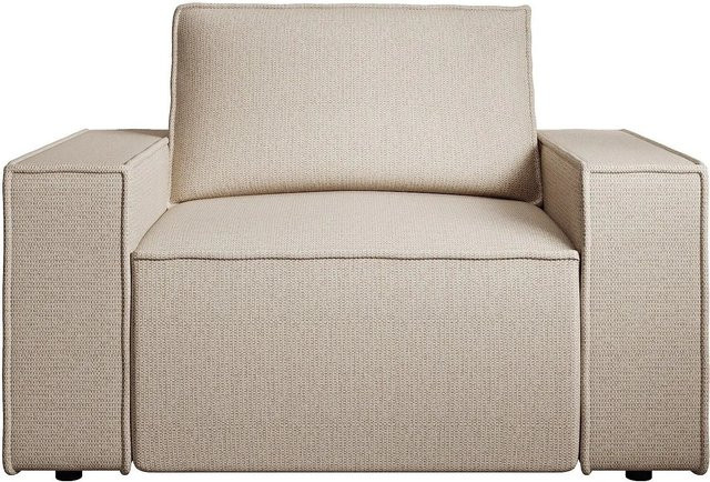 Vente-unique Sessel Amelia mit gerader Rückenlehne und Armlehnen in Beige, Breite: 120 cm - Bild 1